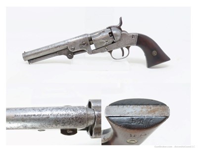 Engraved CIVIL WAR Era Antique BACON 2nd Model Percussion POCKET Revolver  