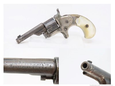 1875 WILD WEST Antique COLT “Open Top” .22 RF POCKET Revolver PEARL GRIPS  