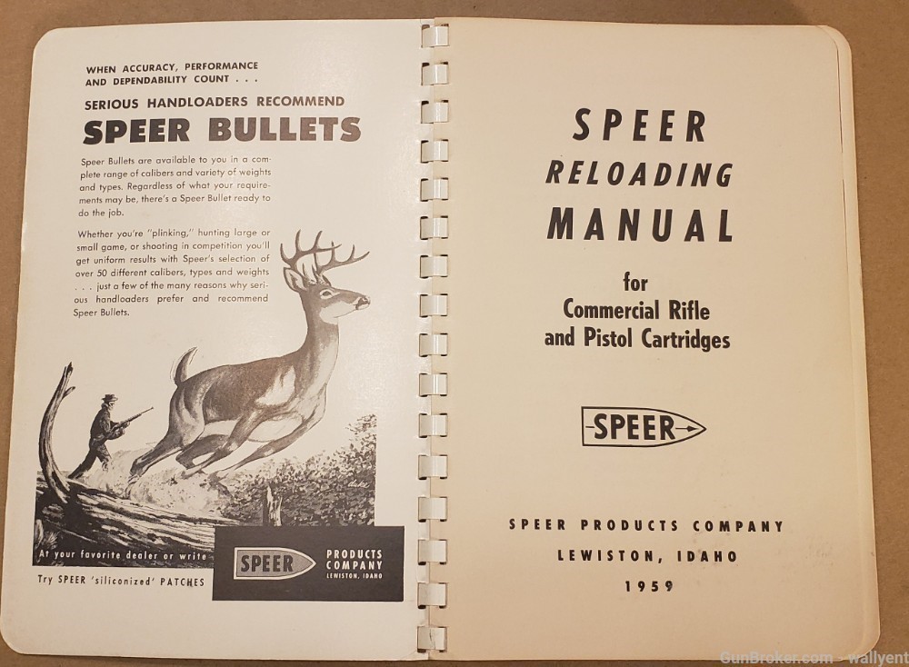 SPEER Reloading Manual 1959 Commercial Rifle and Pistol Cartridges number 3-img-2