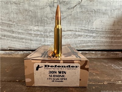 308 WIN .308 Winchester SUBSONIC 175 grain 20 Rounds HPBT suppressed 