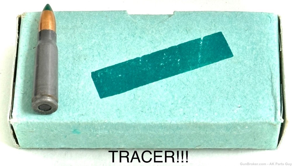 7.62x39mm FMJ Military Green Tracer Box of 20 NOS Surplus-img-0