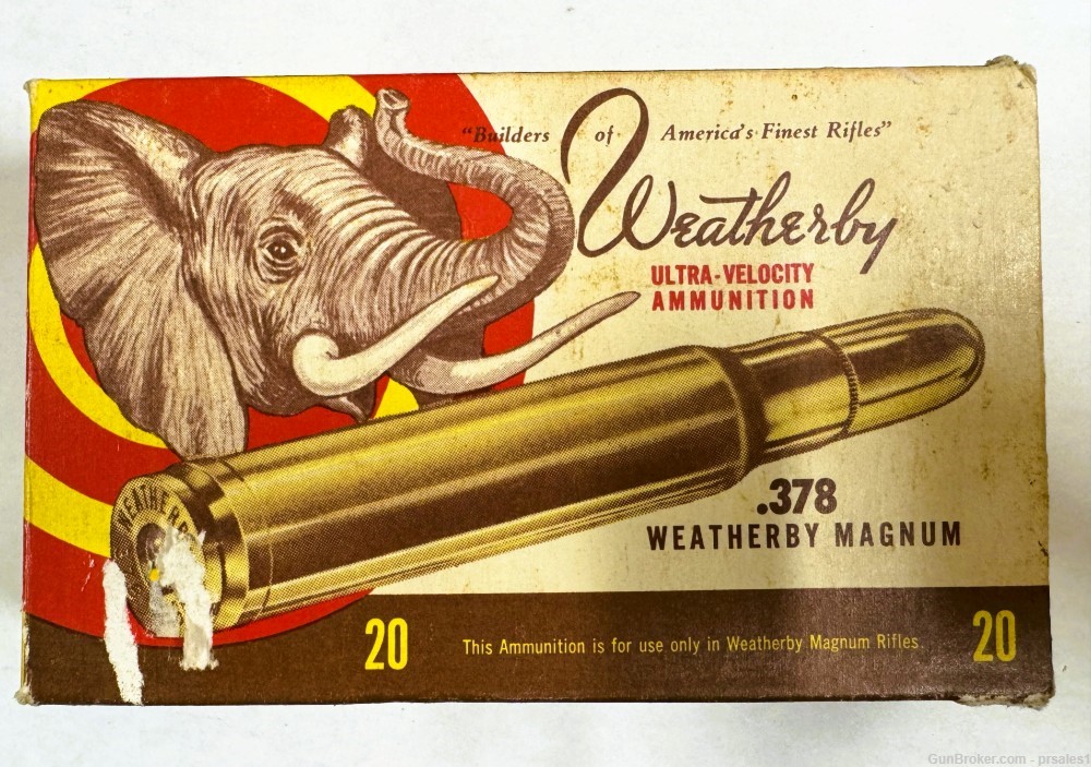 Full Vintage Box 378 Weatherby Magnum Ammunition 270 Grain Ultra Velocity-img-0
