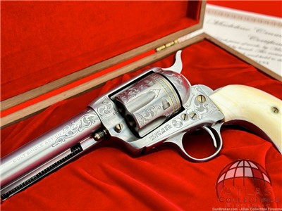 INCREDIBLE 1902 COLT SAA 7 1/2" FRENCH GREY 45 LC *HAND ENGRAVED & IVORY*
