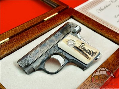 1914 Colt 1908 Vest Pocket 25 ACP Color Case Finish *HAND ENGRAVED & STAGS*