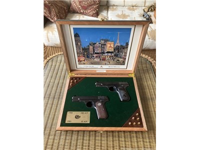 Colt Hammerless Models 1903 .32 & 1908 .380 Set in Custom Display Case 