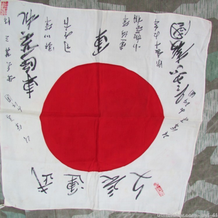 JAPANESE WWII SOLDIERS BRING BACK FLAG WITH KANJI CHARACTERS MEATBALL-img-5