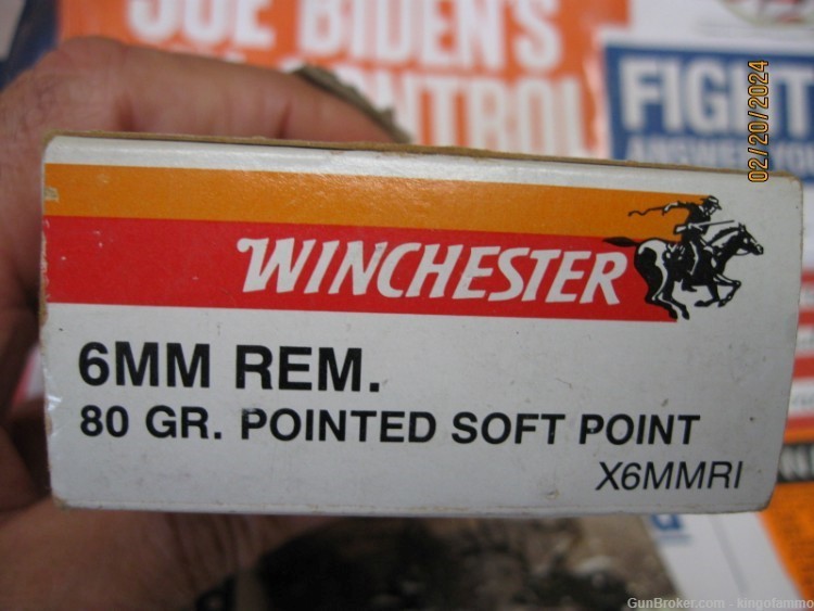 Classic 6mm Rem 80 gr Pointed Soft Point Winchester Rifle Ammo; more too-img-1