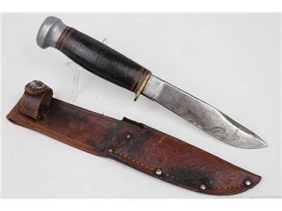 Vintage Marbles Gladstone Knife with Leather Sheath