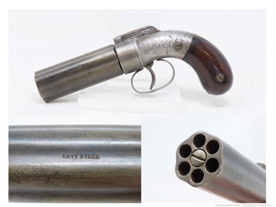 ANTEBELLUM CIVIL WAR Era Antique MANHATTAN Percussion PEPPERBOX Revolver   