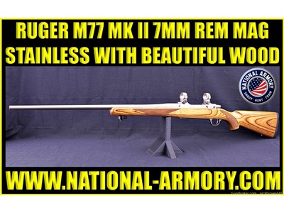RUGER M77 MKII 7MM REMINGTON MAGNUM 24" STAINLESS CHECKERED LAMINATED STOCK