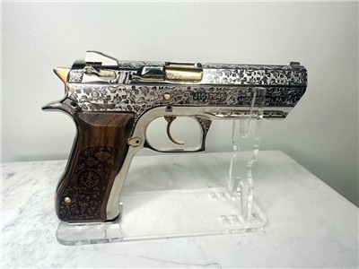 "Baby Deagle" Engraved IWI Jericho 941 Nickel & 24K GOLD