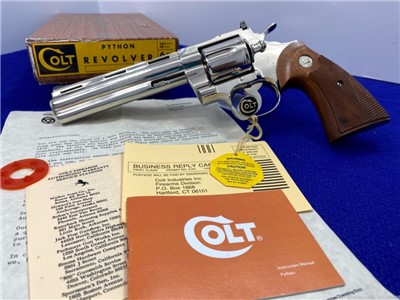 1972 Colt Python .357 Mag 6" *DESIRABLE NICKEL FINISH* -Absolutely Amazing-