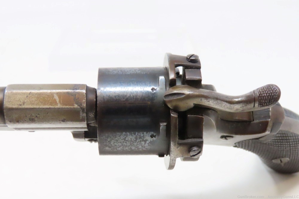 BRITISH Antique Folding Trigger 8mm PINFIRE DA Revolver   LEFAUCHEUX-img-6