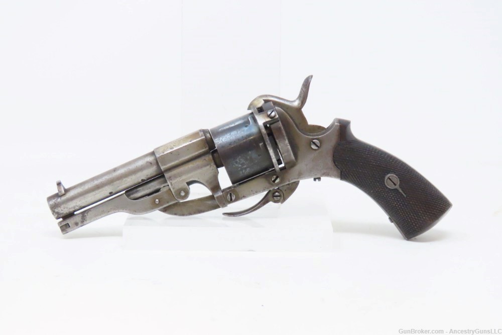 BRITISH Antique Folding Trigger 8mm PINFIRE DA Revolver   LEFAUCHEUX-img-1
