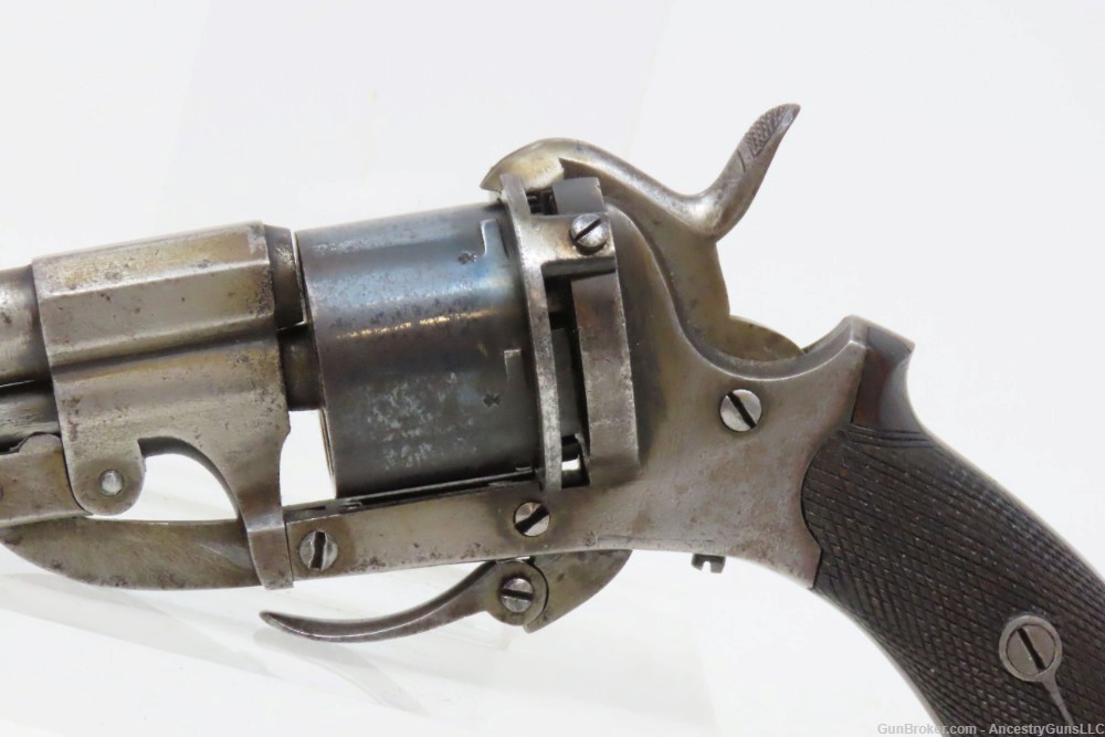 BRITISH Antique Folding Trigger 8mm PINFIRE DA Revolver   LEFAUCHEUX-img-3