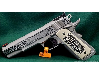 COLT 1911 Gold Cup Trophy 9mm Custom Engraved Stainless 9 mm Luger Super SS