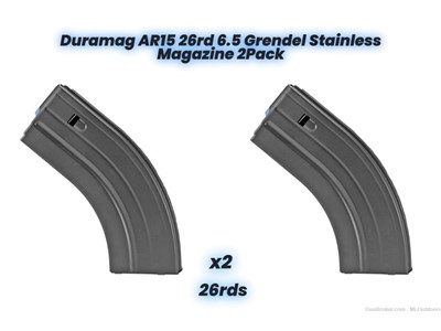 Mag Duramag AR15 26rd 6.5 Grendel Stainless Magazine 2 Pack