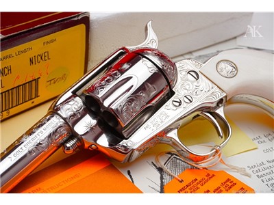 1989 Colt SAA Sheriff's Model 3" .45LC *MASTER ENGRAVED W/IVORY* Lettered!