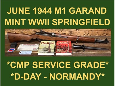 M1 GARAND JUNE 1944 D-DAY SPRINGFIELD ARMORY CMP WW2 WWII EXCEPTIONAL