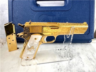 Breathtaking Colt 1911 24k GOLD ENGRAVED custom