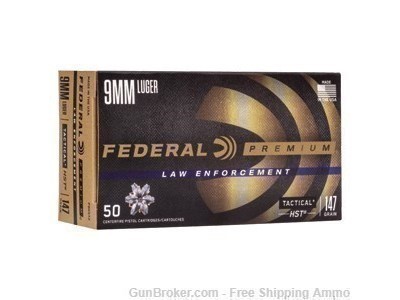 Free Shipping! 100rd Federal LE 9mm (+P) 124gr HST JHP Defense Ammo P9HST3