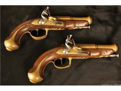 FRENCH FLINTLOCK PISTOLS A Pair of Cannon Barrel by Duval n Nantes