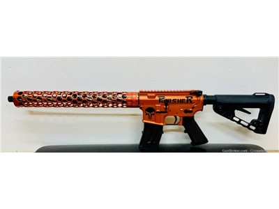 Punisher AR15- 300 Blackout- Burnt Orange -Spiral Fluted- Hexagon Handguard