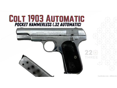 Colt 1903 Pocket Hammerless Automatic Nickel .32 ACP (3 3/4 inch) 1914