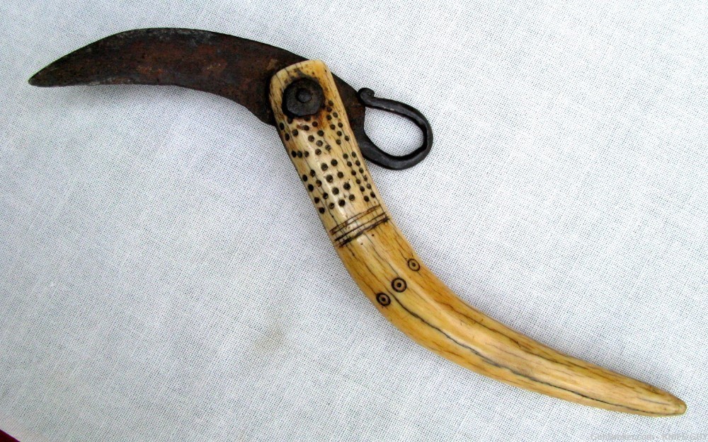 UNIQUE ANTIQUE NAUTICAL / MARITIME FOLK ART HAND MADE SAILORS KNIFE c.1750 -img-10