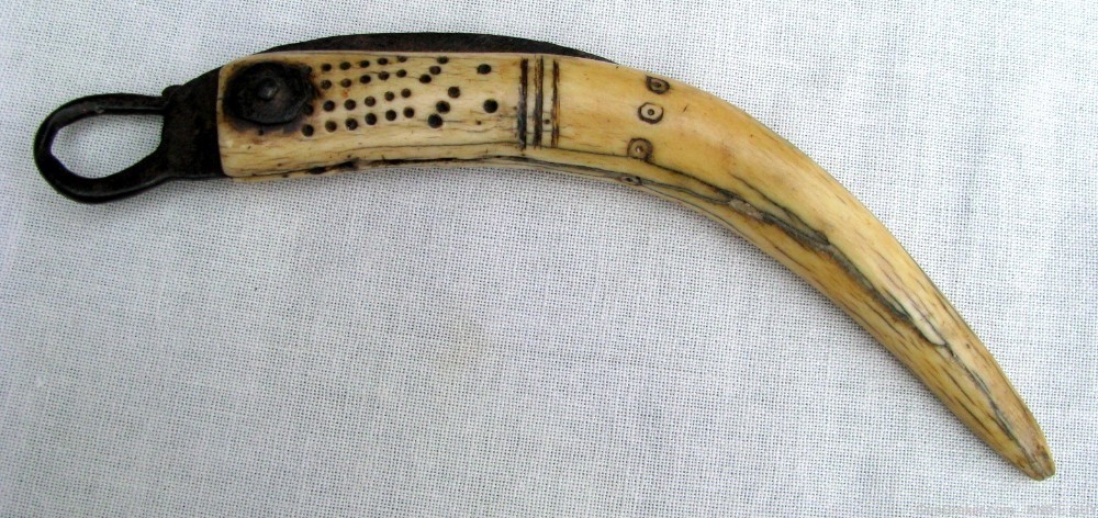 UNIQUE ANTIQUE NAUTICAL / MARITIME FOLK ART HAND MADE SAILORS KNIFE c.1750 -img-0