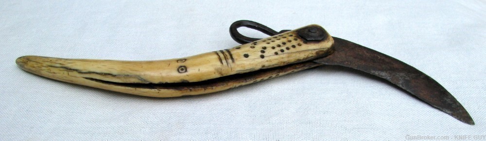 UNIQUE ANTIQUE NAUTICAL / MARITIME FOLK ART HAND MADE SAILORS KNIFE c.1750 -img-5