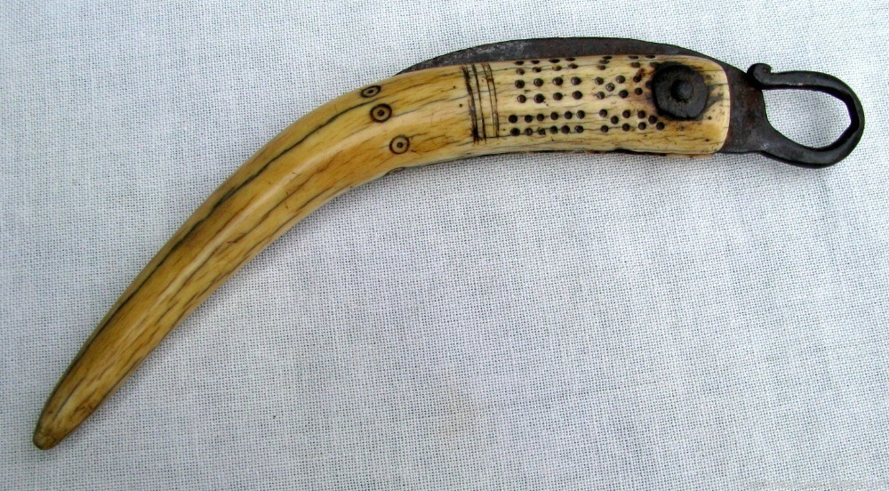 UNIQUE ANTIQUE NAUTICAL / MARITIME FOLK ART HAND MADE SAILORS KNIFE c.1750 -img-1