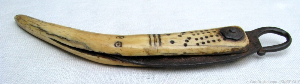 UNIQUE ANTIQUE NAUTICAL / MARITIME FOLK ART HAND MADE SAILORS KNIFE c.1750 -img-8