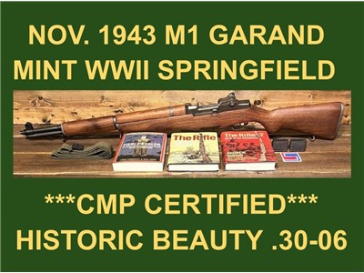 M1 GARAND 1943 SPRINGFIELD ARMORY GORGEOUS GARAND RIFLE WW2 WWII EXTRAS