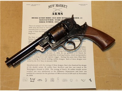 Fine Civil War Starr Arms Model 1858 Double Action Revolver c. Jan 1863
