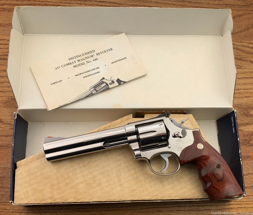 S&W 6" FULL LUG BSTS 686 ORIG BOX PAPERS .357 MAGNUM ALTAMONT COMBATS -img-0