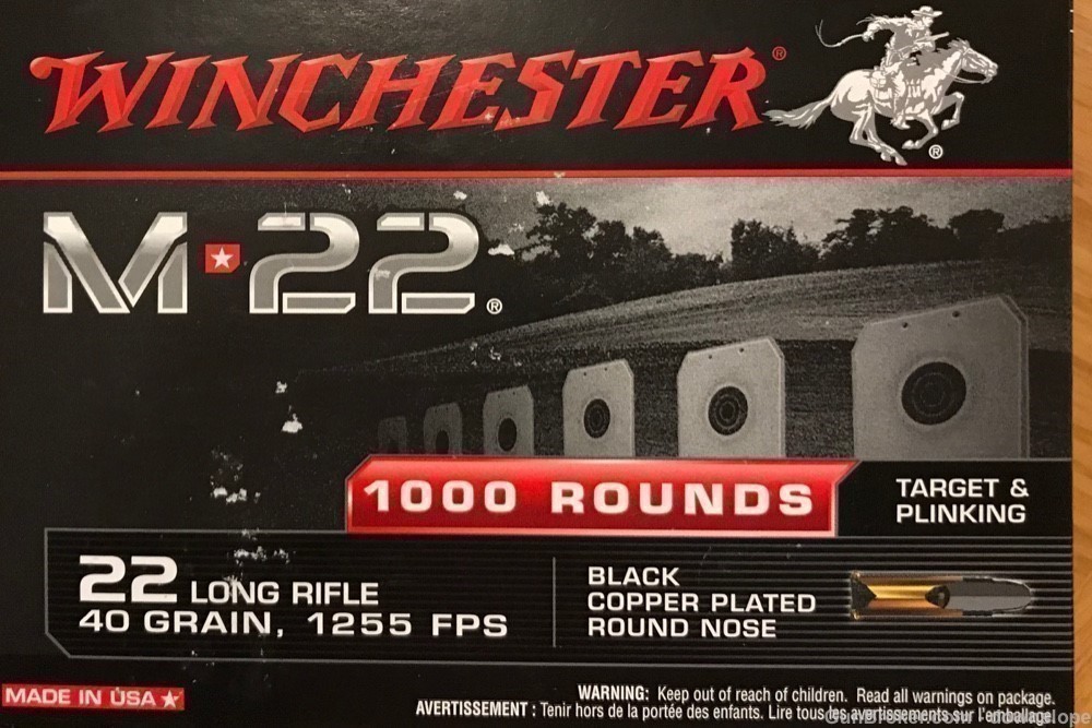 .22 LR 40 gr Copper Plated RN 1000 rds Winchester M22-img-1