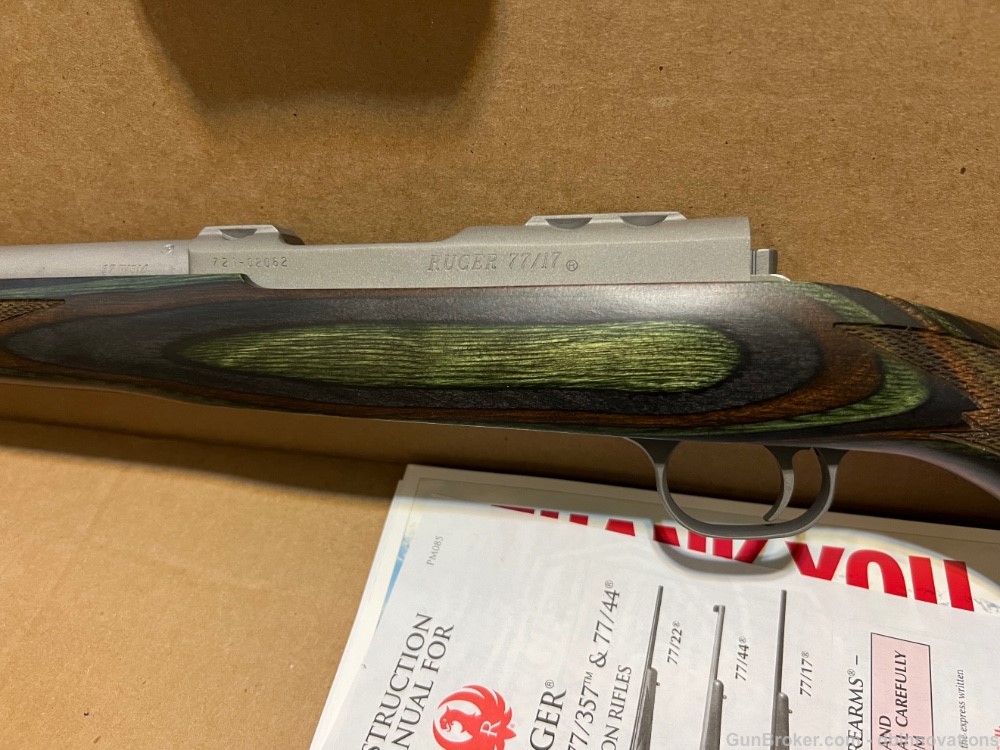 Ruger 77/17 .17 WSM Green Mountain Laminate Stainless 18.5" Threaded 7219-img-2