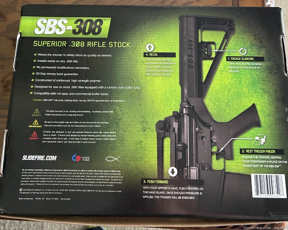 Slide Fire Stock- SBS 308- AR-10- RARE- Bump Stock-img-3