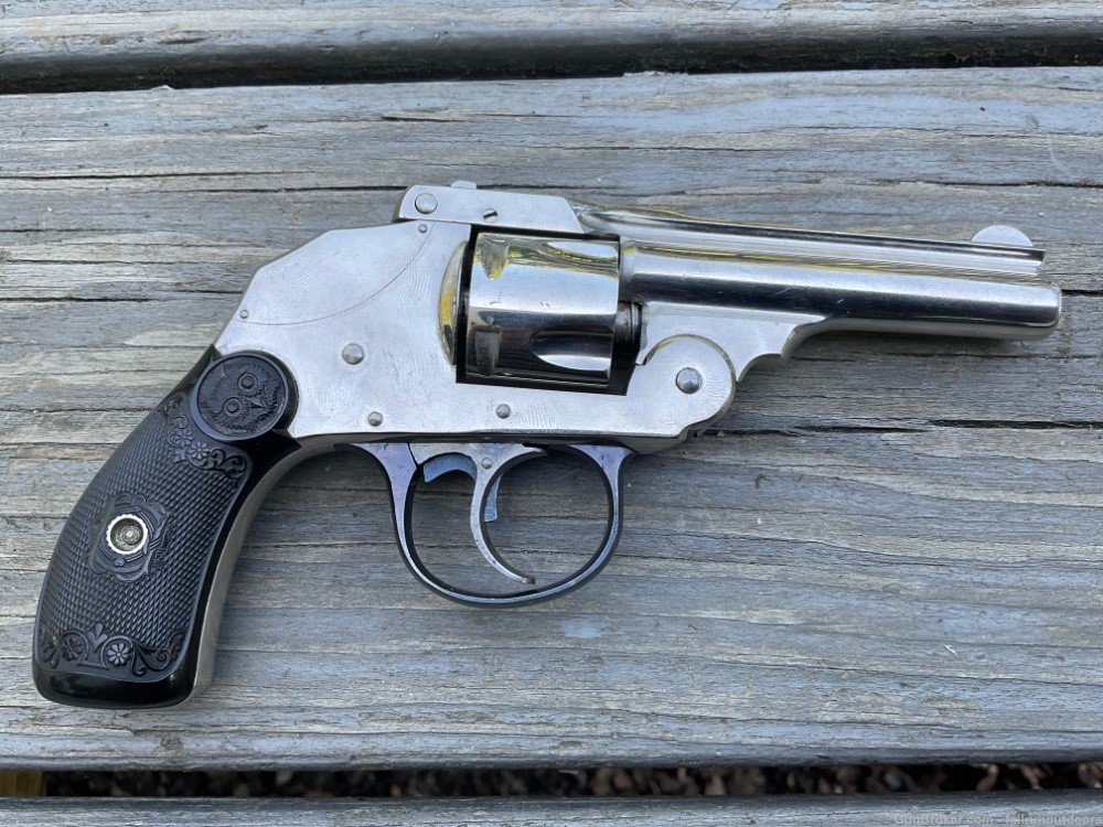 Antique Iver Johnson 1st Model Hammerless Revolver 32 S&W 1895-96 3” Nickel-img-0