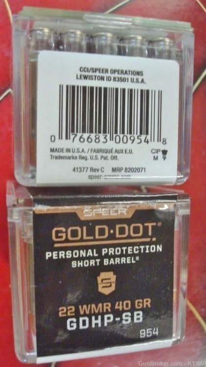 100 SPEER 22 Magnum 40 grain GDHP GOLD DOT Hollow Point New Ammo 954-img-3