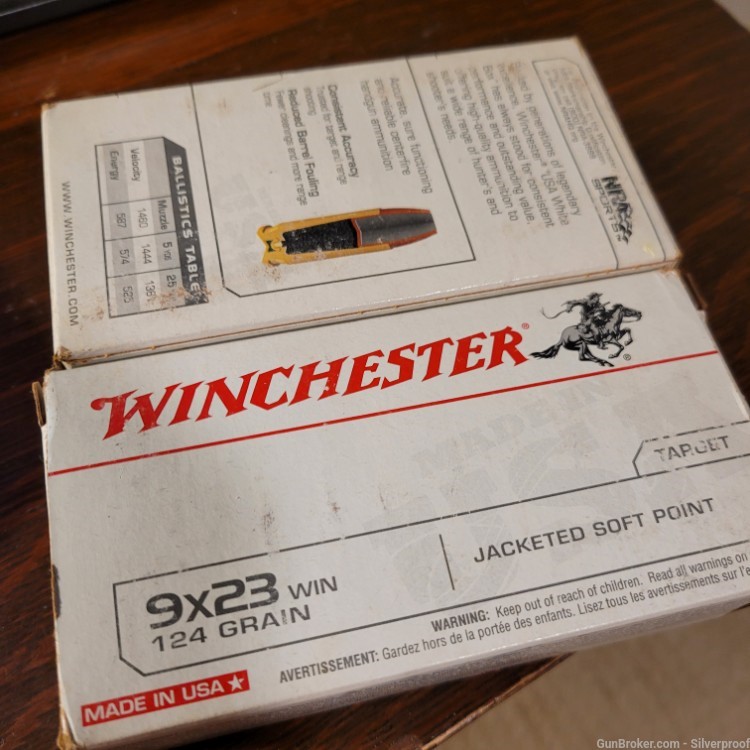 Winchester 9x23 Winchester 124 grain JSP 100rnds-img-1
