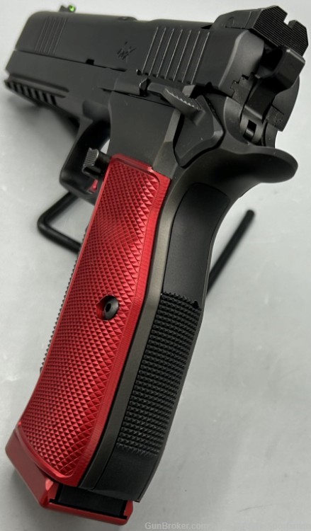 Dan Wesson DWX 9mm 5" Full Size 19+1 Light Rail Black DLC Red Grips 92001-img-3