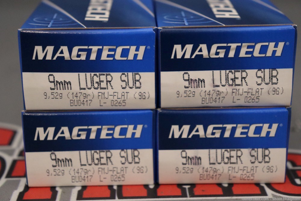 Lot O' 200rds MAGTECH 9mm 147gr Subsonic Flat Point FMJ Ammo-img-8