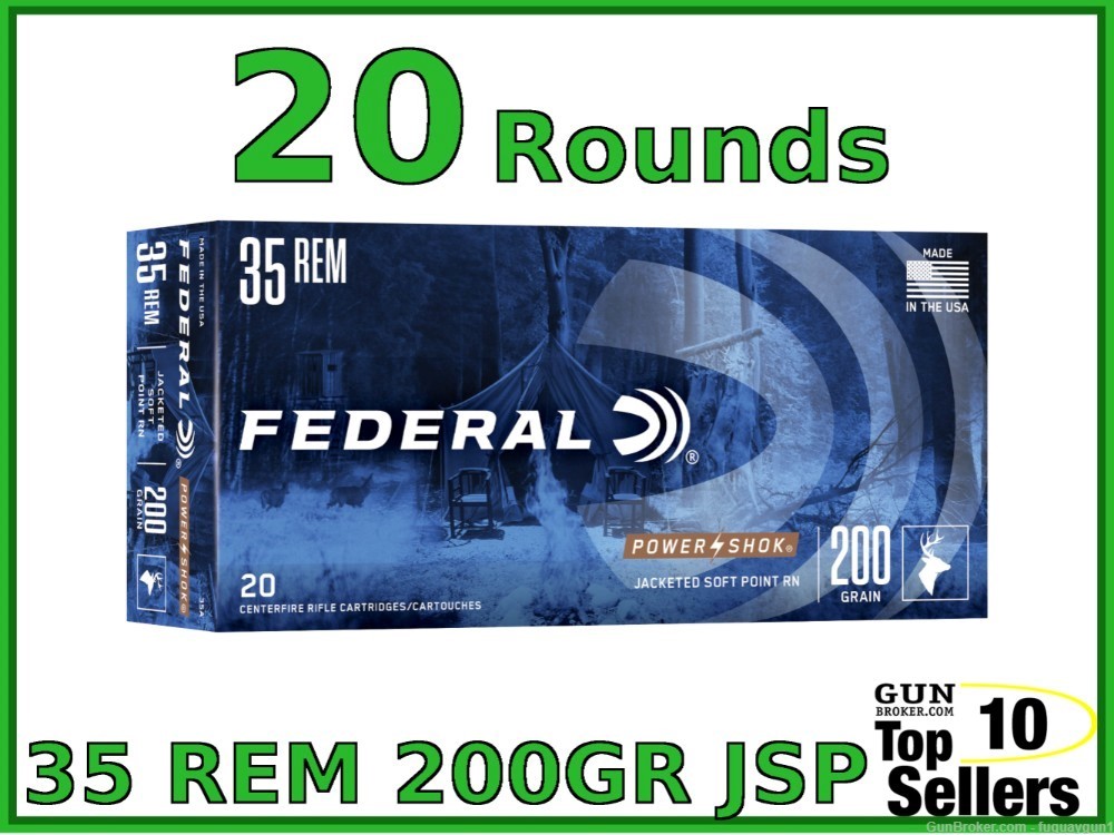 Federal Power Shok 35 Remington Ammo 35A 35 Rem Ammo-img-0