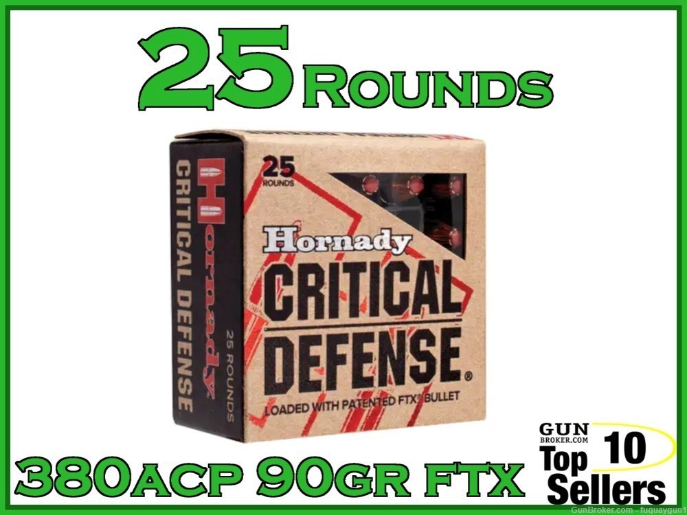 Hornady Critical Defense 380 ACP 90 GR FTX 25CT 90080-img-0