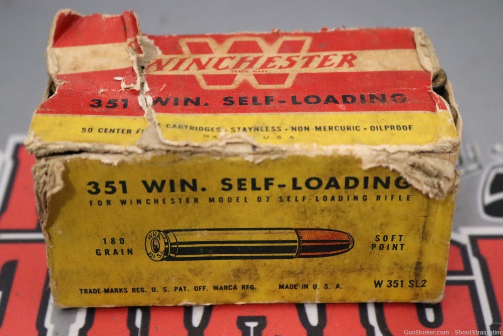 Lot O' 50rds of Winchester .351 Self-Loading 180gr Soft Point Ammo w/ Box-img-0
