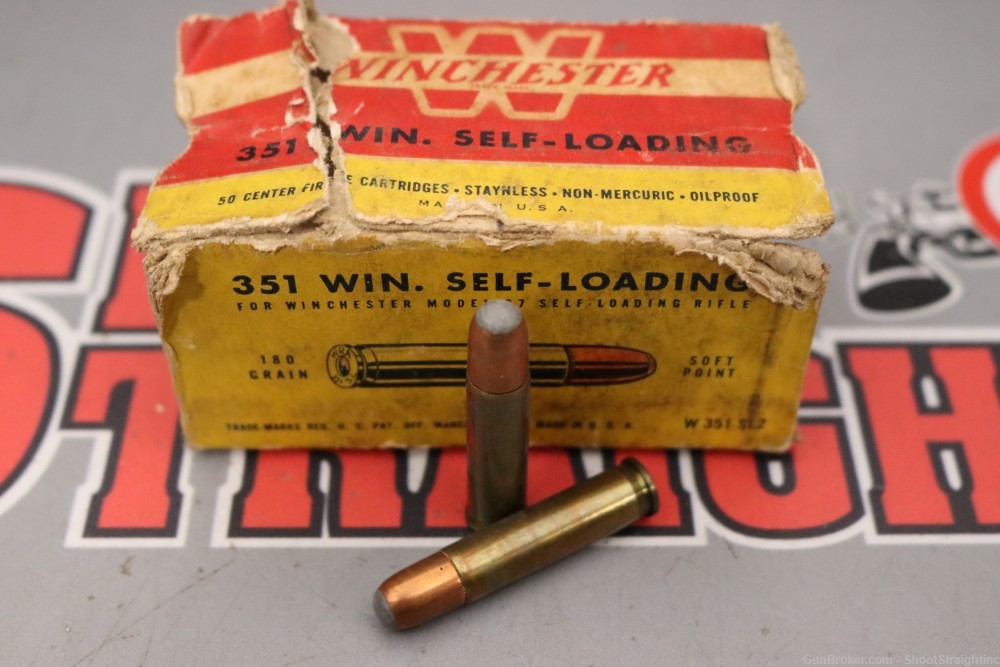 Lot O' 50rds of Winchester .351 Self-Loading 180gr Soft Point Ammo w/ Box-img-8
