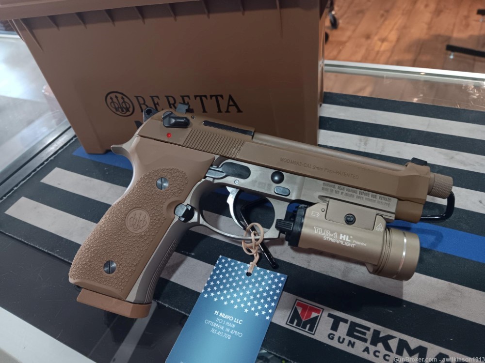 Beretta M9A3 9mm 5" Threaded Barrel Box 3 Mags 17 Rd W/TLR-1 Light-img-2