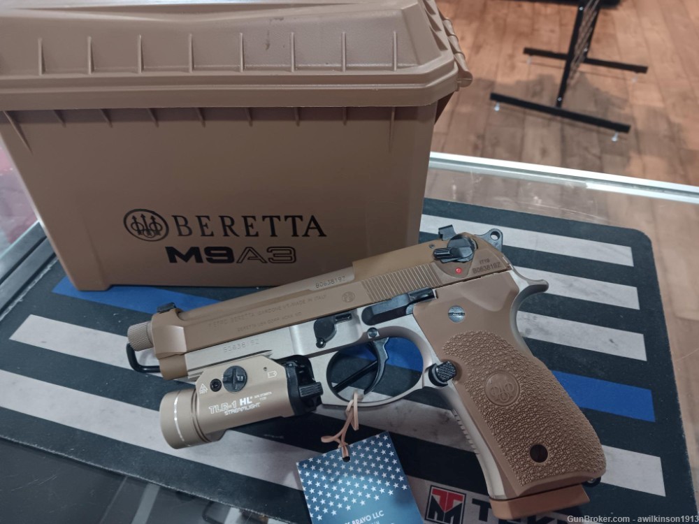 Beretta M9A3 9mm 5" Threaded Barrel Box 3 Mags 17 Rd W/TLR-1 Light-img-1